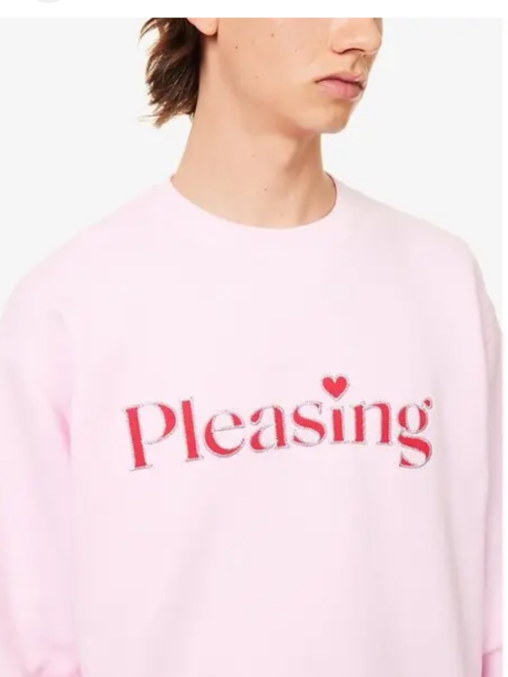 Harry Styles Pleasing Heart Zigzag Cotton Jersey Pink Red Sweatshirt Large NEW